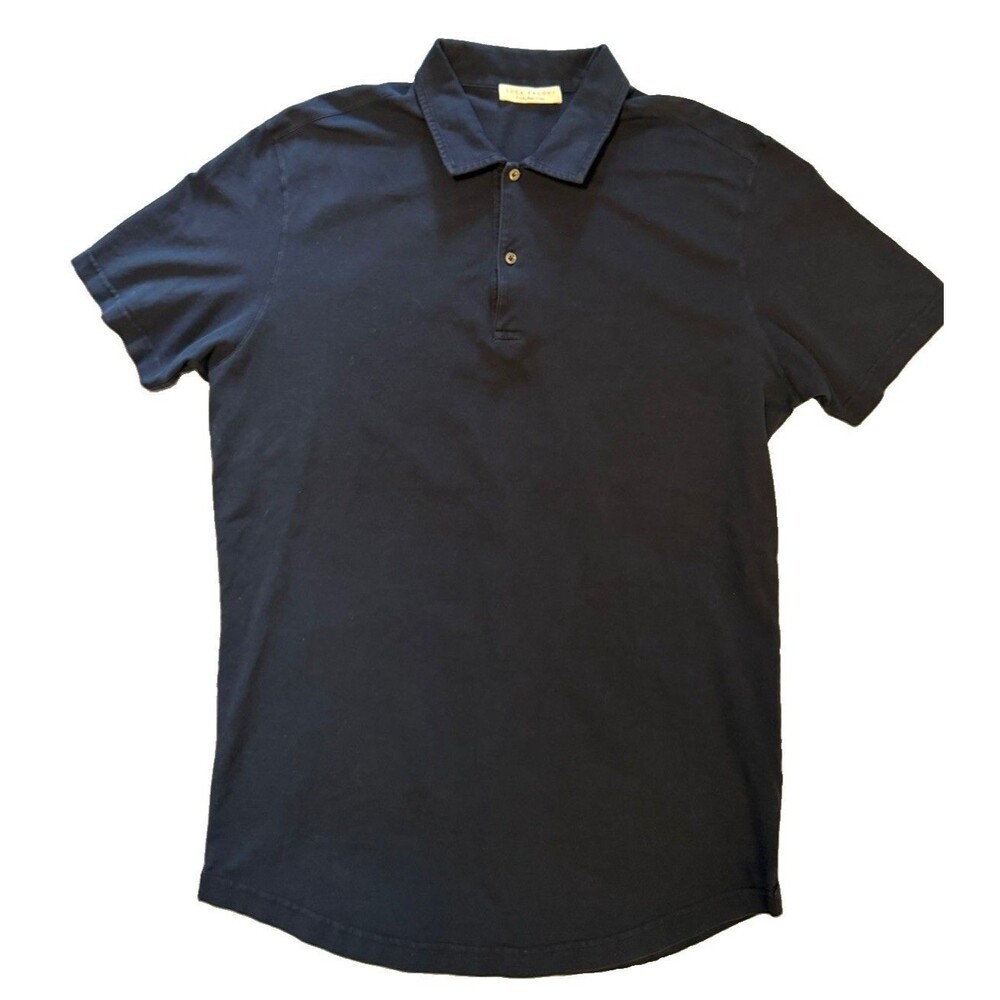 Luca Faloni Mens XL Navy Blue Short Sleeve Cotton Polo Shirt Made in Italy